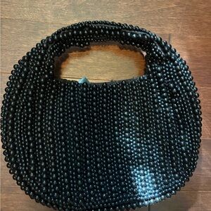 Elegant Black Beaded Handbag